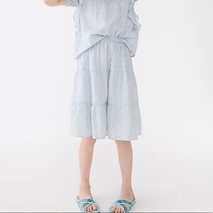 J crew girls printed midi skirt ivory blue mist